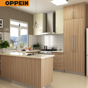 Diseño de muebles de cocina para el hogar <span class=keywords><strong>en</strong></span> forma de U con acabado de melamina de grano de madera - Product Image 3