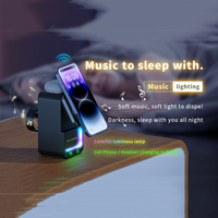 Chargeur sans fil 5-en-1 avec haut-parleur Bluetooth et veilleuse multifonctionnel, adapté aux téléphones et aux montres connectées.