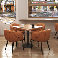 Ensemble de table carrée et de chaises en cuir de design moderne de haute qualité, meubles durables pour café, salle à manger, café