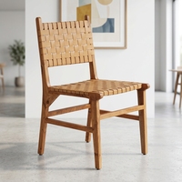 Moderner Teakholz Esszimmerstuhl mit Kunstleder & Naturfinish für Wohnmöbel, Park & Café/Restaurant-Nutzung