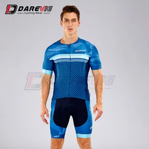 Jersey Bersepeda kustom, seragam bersepeda dengan pakaian olahraga, cetak sublimasi ringan Logo kustom pakaian olahraga pria