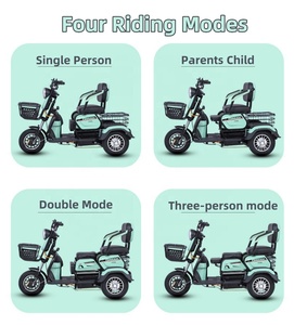 Scooter à 3 roues pour adultes, <span class=keywords><strong>1000W</strong></span> 60V, puissant, petit tricycle électrique familial pour personnes âgées, enfants, hommes, femmes, rouge, vert - Product Image 2