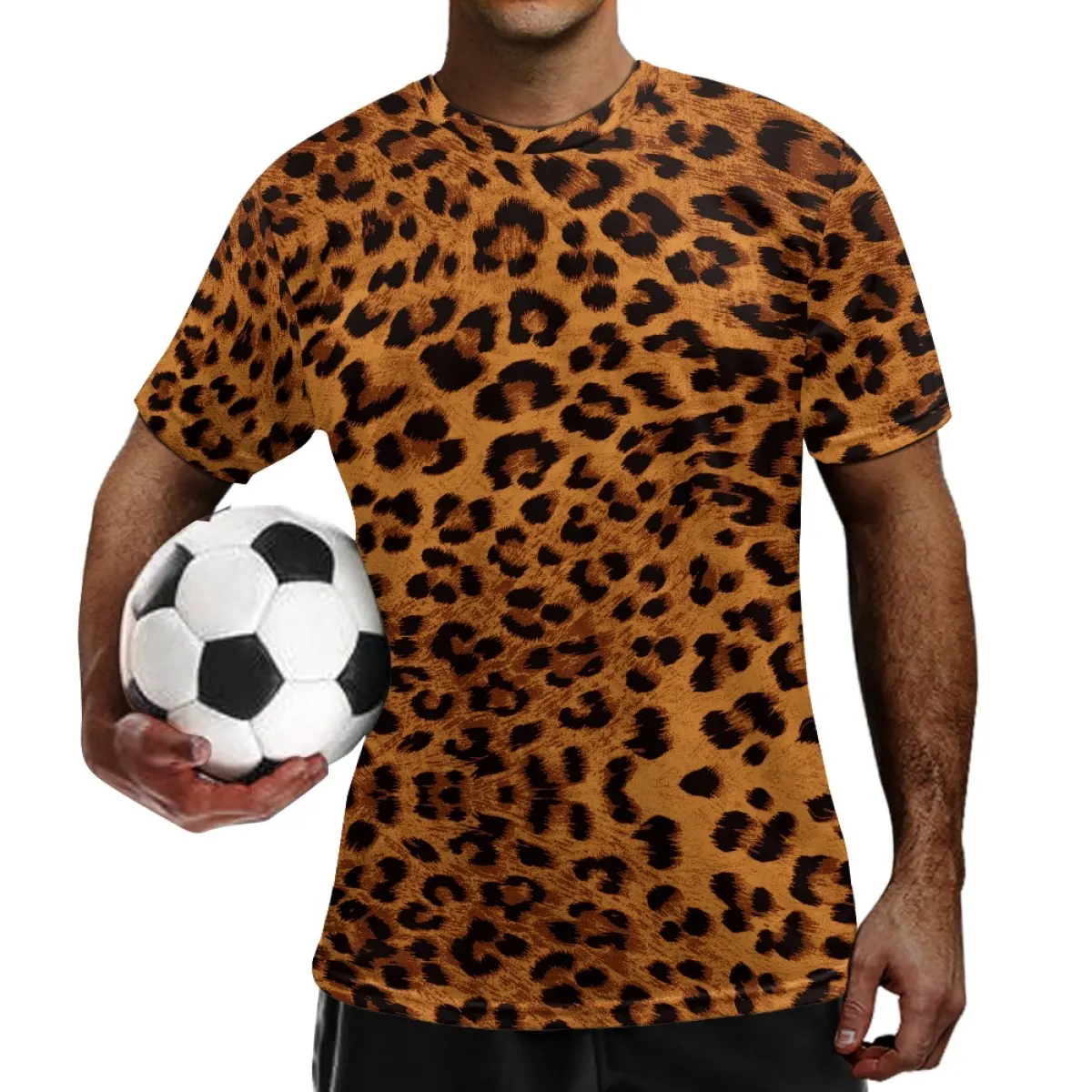 스포츠 축구 유니폼 다채로운 동물 질감 표범 인쇄 축구 유니폼 팀 짧은 소매 저렴한 축구 유니폼