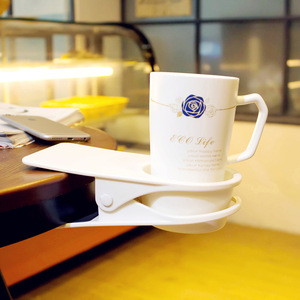 Clip Holder Desk Cup Holder <b>Plastic</b> White Office Desktop Organizer For Water Bottle <b>Mug</b> Storage - Product Image 1