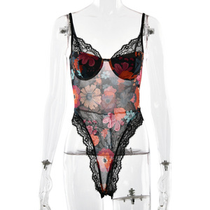 Maillot de bain dos nu en dentelle imprimée style européen et américain pour femme, coupe ajustée, haute élasticité, en polyester - Product Image 5