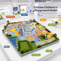 Modèle d'architecture de terrain de jeux extérieur pour enfants en plastique ABS, design moderne, coloré, avec toboggans au sol, structures d'escalade et piscine à balles