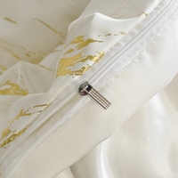 Parure de lit de luxe ultra douce effet soie, broderie lavée à l'eau, 4 pièces, housse de couette et drap plat pour mariage, hôtel, toutes saisons