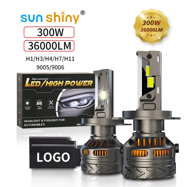 Sunshiny V32 High Power 300W 36000LM LED Headlight 6300K 4300K H7 H4 H1 LED Car Headlight Bulb for Auto Lighting