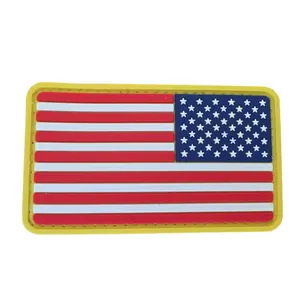 pack gold patch Suppliers-3 "x 2" amerikanische Flagge PVC Patch mit Velcr-o-Rot Weiß & Blau Gold Grenze-USA Flagge Patch United States of America Military Un