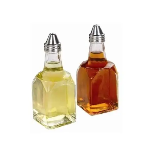 Dispenser di ampolle per bottiglie di vetro per ampolla di olio e aceto da tavolo/distributore di aceto e olio con beccuccio in acciaio inossidabile