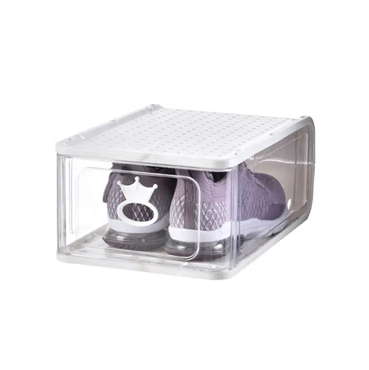 OLEG transparent moisture-proof large high-grade plastic removable folding shoe box storage dust-proof shoe cabinet