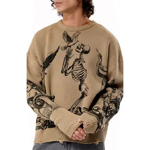 Custom Knit Jacquard Sweater Men's Sweater For Men Streetwear Winter Oversized Knitted Pullover Sweater