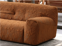 Ensemble de canapés minimalistes sur mesure en forme de arc, avec tissu doux et texture en relief/encastrée, pour salon