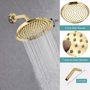 Ensemble de <span class=keywords><strong>robinetterie</strong></span> de <span class=keywords><strong>douche</strong></span> murale vintage poli avec pommeau de pluie de 9 pouces, douchette à main et inverseur 2 voies, en laiton et acier inoxydable, kit de finition de valve - Product Image 3