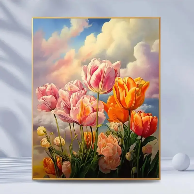 Diy Oil Painting Paint by Numbers Kits Pretty Flowers Canvas Print Digital Painting for Home Decorative Painting