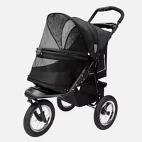 Poussette pliable robuste pour grands chiens JXB PG8450, pour le jogging, absorption des chocs, pliage à une main, cadre en fer à 4 roues, 25 kg