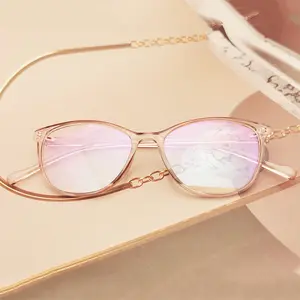 卸売ファッション眼鏡フレーム光学メガネアンチブルーライトガラス女性用