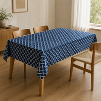 Nappe en PEVA motif diamant bleu marine et blanc, 90 x 132 pouces, imperméable, rectangulaire, en plastique, pour dîner de Noël
