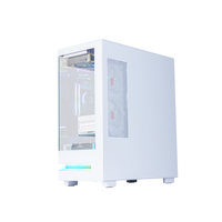 Nouvelle boîte PC de jeu en alliage d'aluminium ATX de taille moyenne, conçue sur mesure, avec panneaux en verre et éclairage RGB, blanche, pour ordinateur de jeu