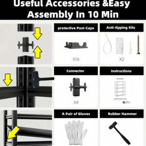 Estantería de Acero Resistente de 4 Niveles con Recubrimiento en Polvo para Protección Contra la Corrosión, Estantería Multiusos para Almacenamiento en Garajes y Almacenes - Product Image 6