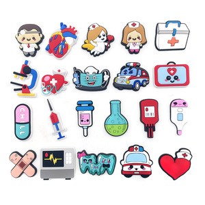 Accessoires et ornements DIY <span class=keywords><strong>pour</strong></span> chaussures <span class=keywords><strong>Croc</strong></span>, série Soins médicaux, motif dessin animé mignon, boucle de chaussure fleurie en caoutchouc souple, personnalisés, <span class=keywords><strong>pour</strong></span> <span class=keywords><strong>jardin</strong></span>, F105 - Product Image 2