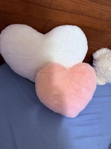 Pink <b>White</b> Love Heart Shaped <b>Throw</b> Pillows Fluffy Decorative Cushions for Bed Sofa Car Couch Home Decor - Product Image 2