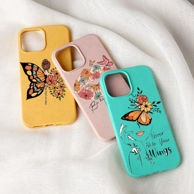 Custom Designed Multicolor Wheat Biodegradable case with Matte Texture Drop Resistant and Shock-resistant for Iphone 17 17 Pro