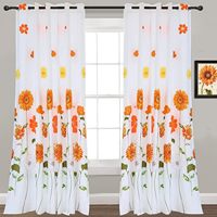 Orange Floral Botanical Garden Sunflower Print Room Darkening 3 pcs set de couette avec 6 pcs rideaux avec 1 tapis