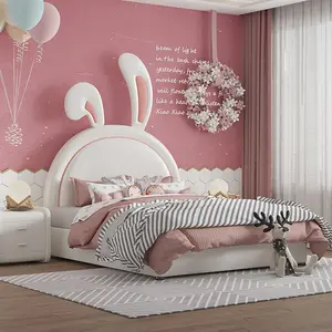 Lovely children princess girls bambini letto fabbrica miglior prezzo design di qualità superiore mobili camera da letto forma di coniglio colorato