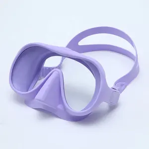 Çerçevesiz düşük hacimli temperli cam len geniş görüş dalış maskesi s yüzme için siyah dalış maskesi