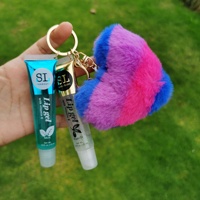 Gloss à lèvres en forme de cœur, étiquette privée, tubes personnalisés, fournisseur en gros, naturel, transparent, mignon, porte-clés, pompon, base de gloss à lèvres