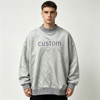 Sweat-shirt à capuche pour homme en molleton 100% coton 360 GSM, motif gingham à carreaux, avec broderie 3D et impression sérigraphique, effet délavé, coupe classique, ODM Daily Campus