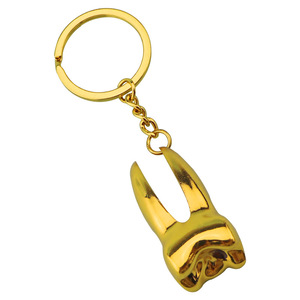 Porte-clés personnalisé en alliage de zinc, petit pendentif dentaire mignon, cadeau promotionnel pour événement dentaire, porte-clés créatif en forme de dent dorée - Product Image 5