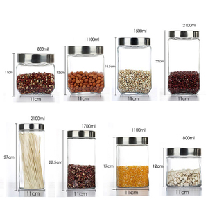 Phong cách mới nhất 4 gói kín thực phẩm lưu trữ container Set Glass lưu trữ <span class=keywords><strong>Jar</strong></span> với kim loại bìa - Product Image 6