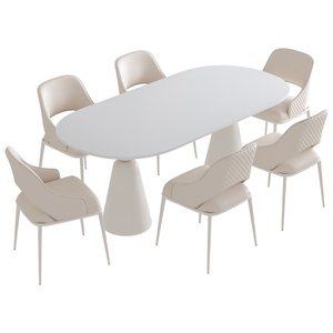 现代豪华小公寓餐桌简约设计纯黑色岩石材料家居家具 - Product Image 5