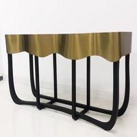 Table d'angle de salon de luxe sur mesure Design lumineux Table murale console créative en verre trempé et acier inoxydable