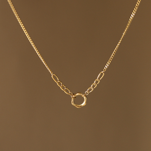Simple Fashion OL Chain <strong>Chunky</strong> Figaro Chain Flower Ring Necklace Clavicle Chain Summer Titanium Steel 18k Gold Plated <strong>Jewellery</strong> - Product Image 1