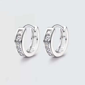 Pendientes de Aro de Plata de Ley 925 con Baño de Rodio, Estilo Coreano de Lujo, Diseño Exclusivo para Mujer, Accesorios para Orejas Perforadas - Product Image 1
