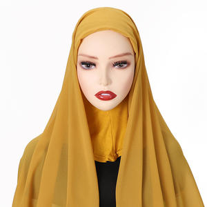 Venta al por mayor de poliéster sólido de algodón de alta elasticidad Jersey Hijab Set-Stock perla de gasa étnica Undercaps para las mujeres cuatro estaciones - Product Image 2