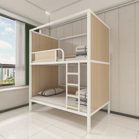 Lit superposé en métal moderne pour dortoir, école, hôtel, appartement, taille Queen, avec rangement et armoire intégrée