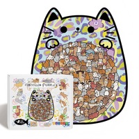 Vente en gros d'usine - Puzzles en bois en forme de chat rose mignon - 135 pièces - Jeux de société personnalisés avec des animaux uniques - Jouets pour adultes