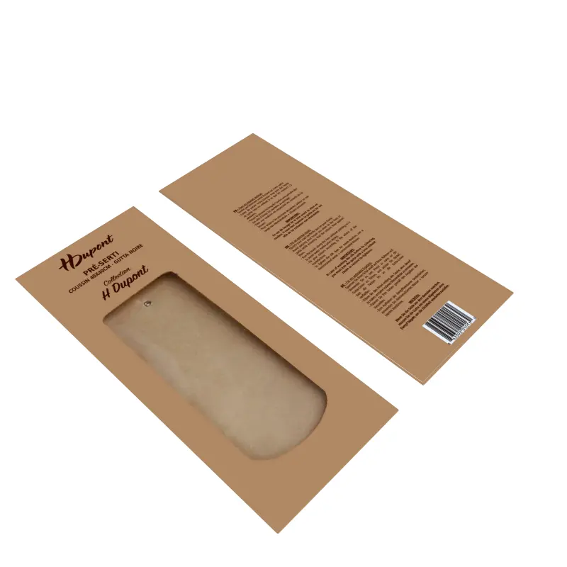 Cajas de sobres de corbata de seda de embalaje marrón personalizado con chales de ventana de PVC caja de papel Kraft