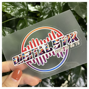 Pegatina de plástico PET gruesa resistente a los rayos UV logotipo personalizado impreso autoadhesivo vinilo transparente decorativo troquelado pegatina de ventana transparente - Product Image 1