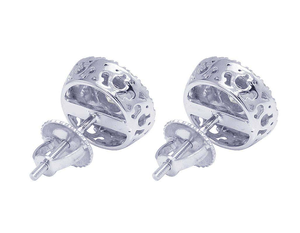 Statement <b>Silver</b> Cluster Earrings with Lab Grown Diamonds 10K White Gold Inspired Trendy Jewelry for Men and Women - Product Image 4