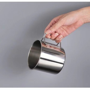 304 Stainless Steel Outdoor Mug With Foldable Handle Lightweight Portable Camping Tea Beer Cup - Product Image 2