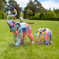 Sculpture d'éléphant abstraite géométrique moderne faite à la main en fibre de verre, couleur personnalisée, durable, marque YUWEI, à poser au sol