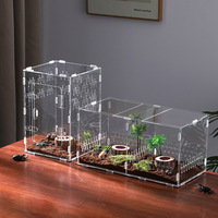 Boîte à reptiles transparente en acrylique assemblée pour les hermit crabs et les enclos à reptiles, modèle de réservoir pour éleveurs d'animaux de compagnie