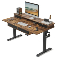 Bureau électrique réglable en hauteur Offre Spéciale, table d'ordinateur avec 4 tiroirs, bureau d'étude de chambre pour enfant, marron