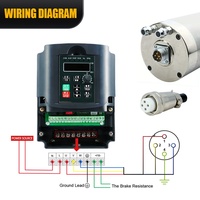 Kit de moteur de broche refroidi par eau HLTNC 2,2 kW ER20, 24000 tr/min, 220 V/380 V, 4 roulements pour routeur CNC