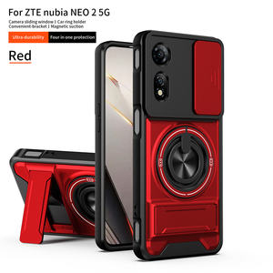 Funda Protectora para Teléfono ZTE Blade A76 4G con Anillo de Protección Híbrido de PC+TPU, Ventana Deslizante para la Lente de la Cámara, Soporte Magnético - Product Image 5